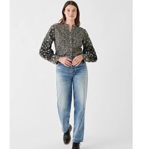 NWOT Faherty Adalyn Mix Batik Leaf Organic Cotton Button-Up Shirt XS
